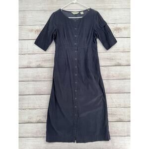 Eddie Bauer Snap Down Corduroy Maxi Dress Women's Size Petite XS Blue